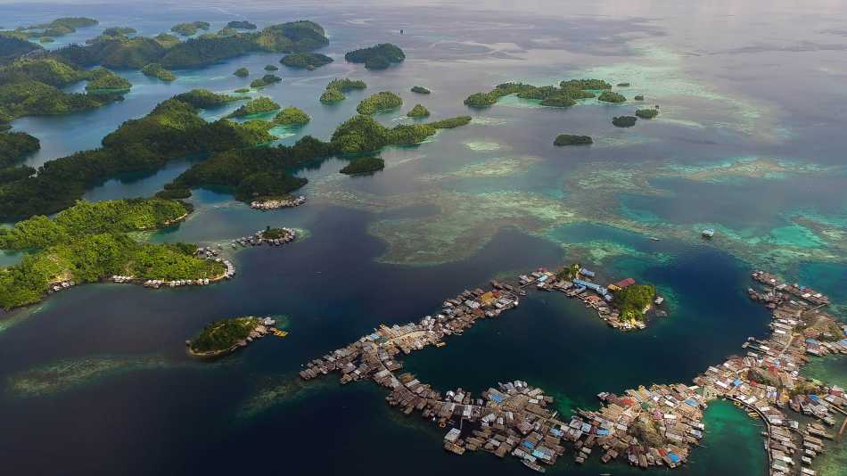 An aerial view of Kabalutan in the Togean Islands.