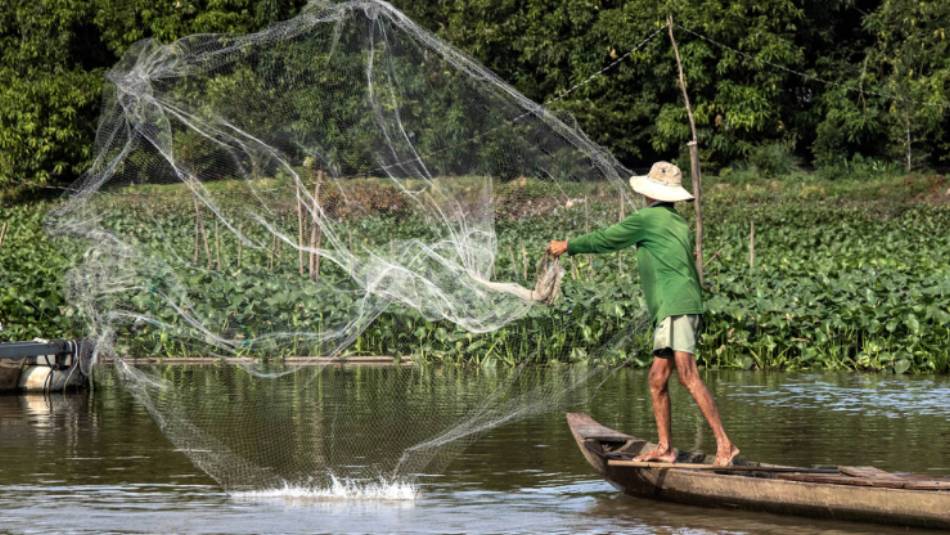 A local fishing in the Mekong Delta