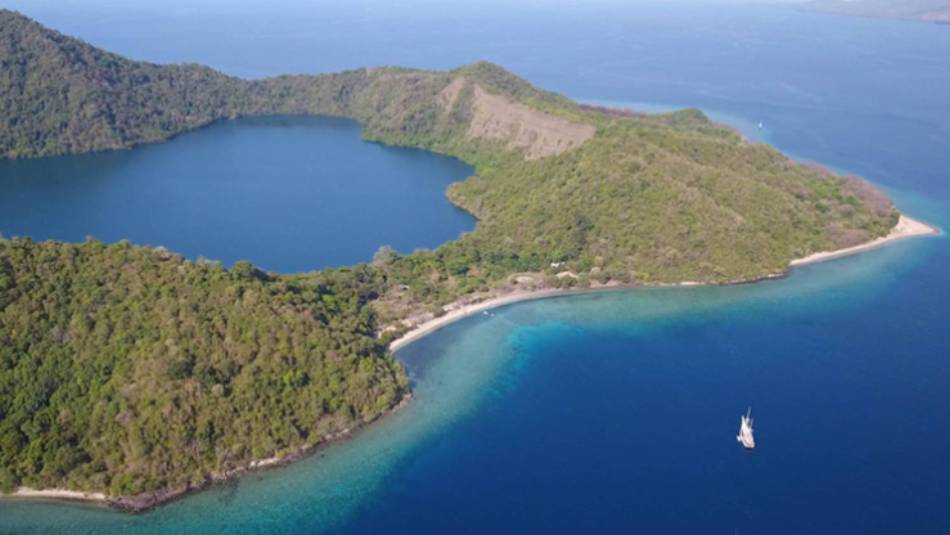 The crater lake on Satonda Island, Indonesia