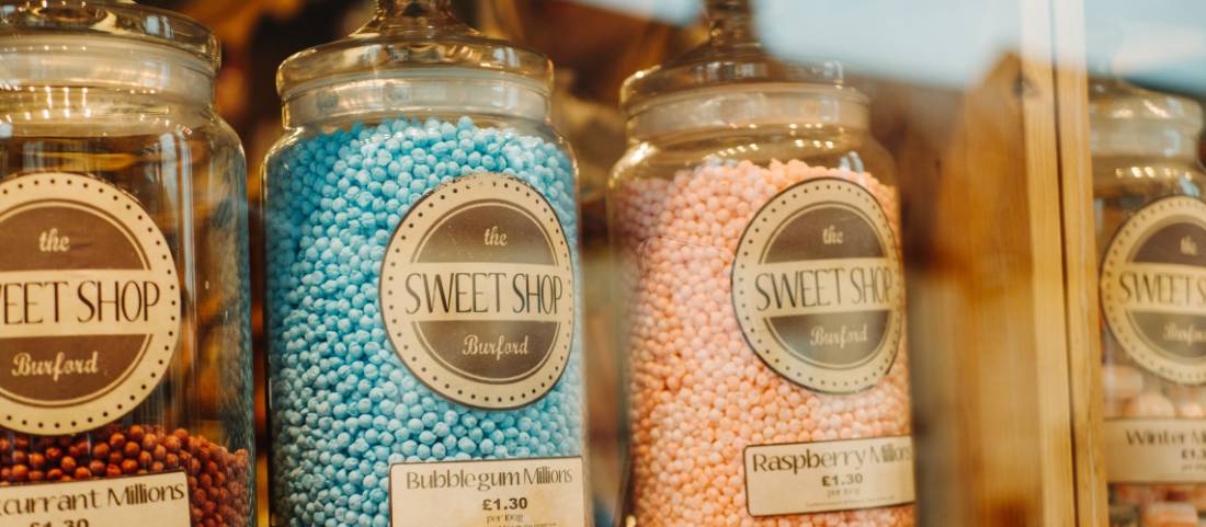 Sweet shop jars in the pretty Cotswolds village of Burford |  <i>Matt Seymour</i>
