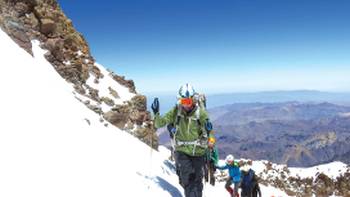 Climbers ascending Aconcagua