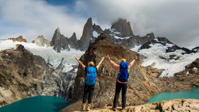 Hikers in front of Fitzroy, Patagonia | Lachlan Gardiner