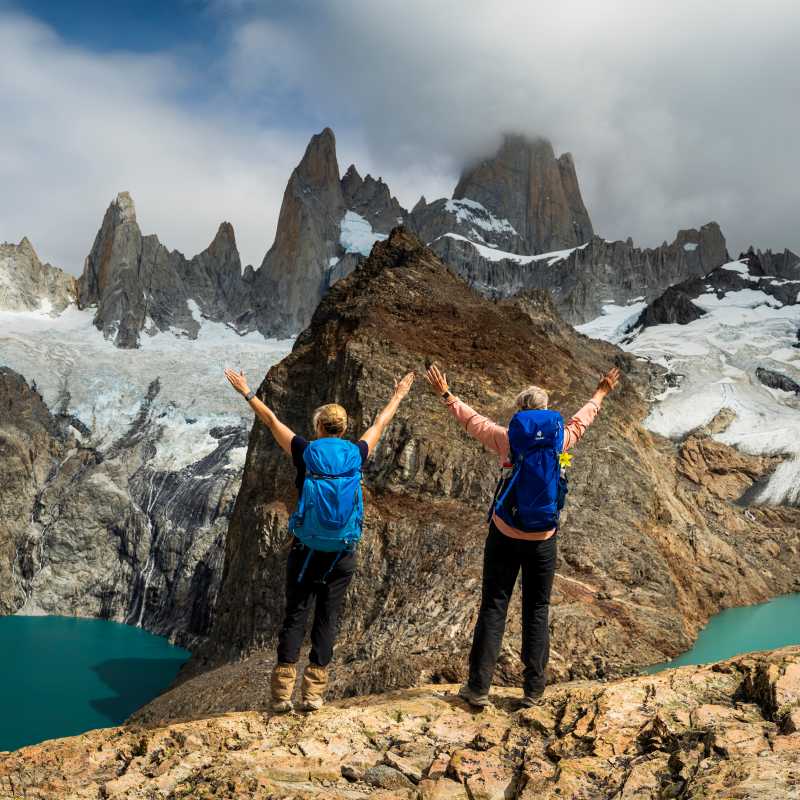 Hikers in front of Fitzroy, Patagonia | Lachlan Gardiner