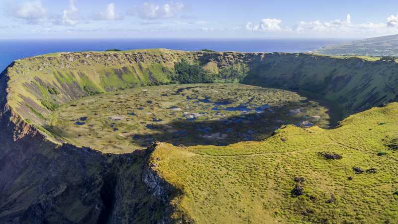 Appreciate the incredible Rano Kau Crater Lake on Easter Island
