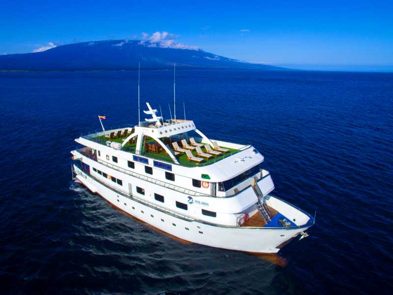 Exterior views of Solaris on the open ocean