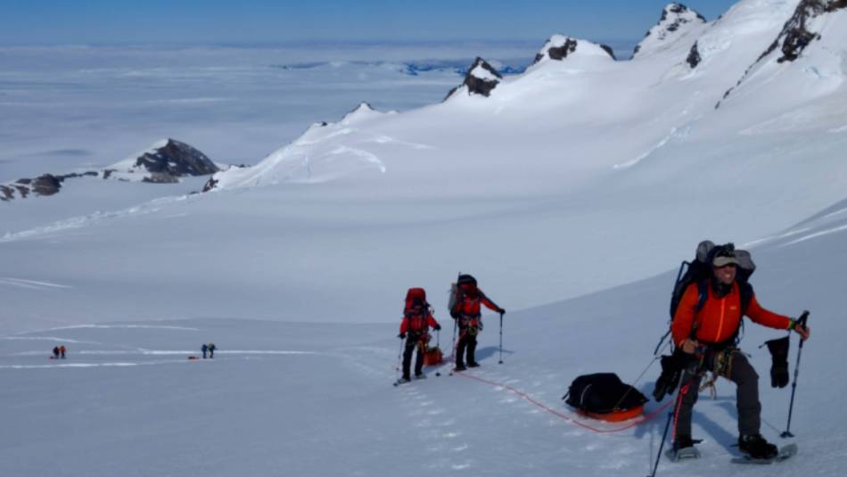 Ascending with our loaded sleds towards San Valentin in Patagonia | Soren Kruse Ledet