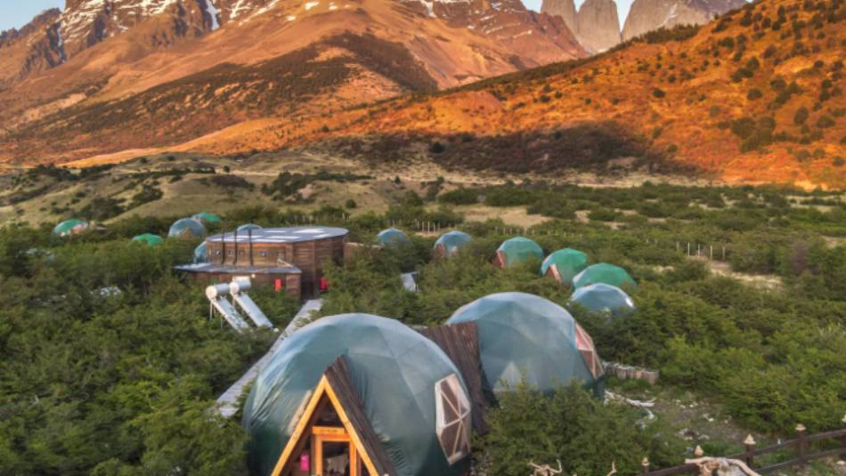 Amazing aerial view of the eco-camp within Torres del Paine National Park in Chile | Timothy Dhalleine