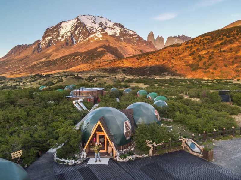 Amazing aerial view of the eco-camp within Torres del Paine National Park in Chile | Timothy Dhalleine