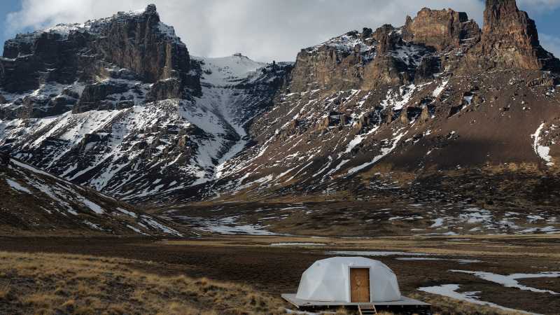 Waking up to wind, mountains, and absolute stillness - Baguales glamping at its finest.