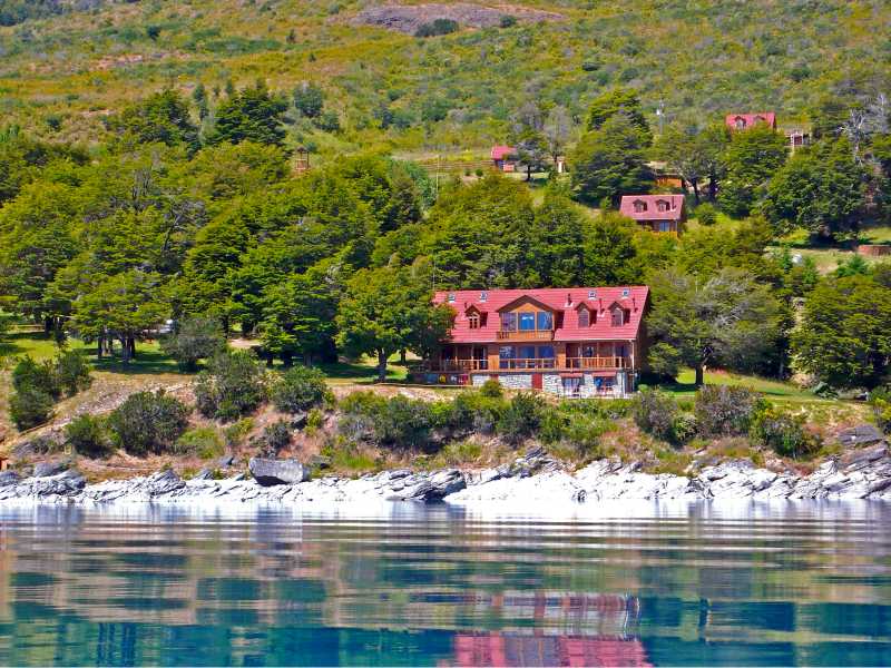 The stunning setting of our lodge at General Carrera Lake