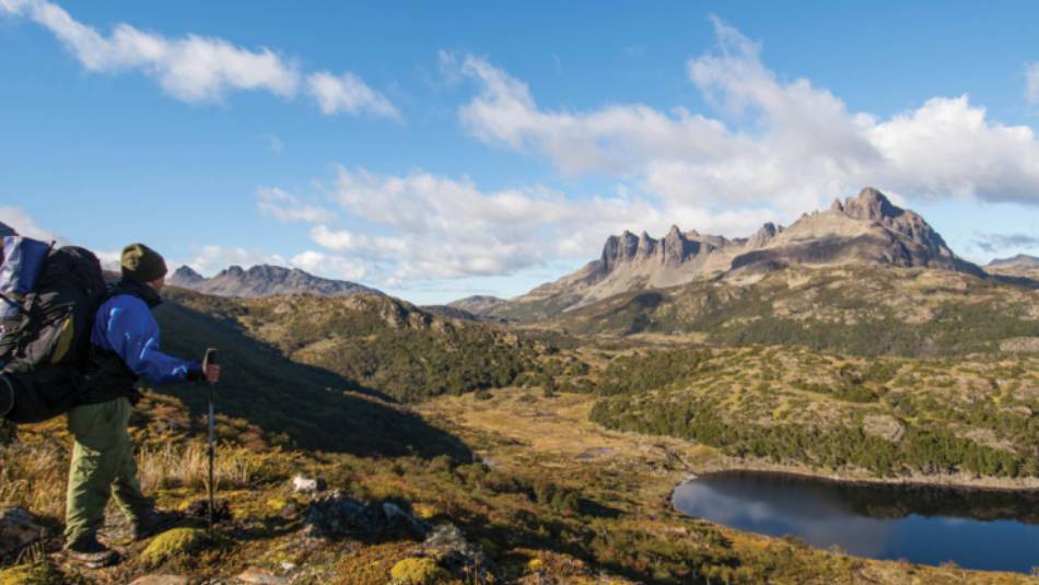 Blue skies overhead trekking Los Dientes de Navarino circuit | EcoCamp Patagonia