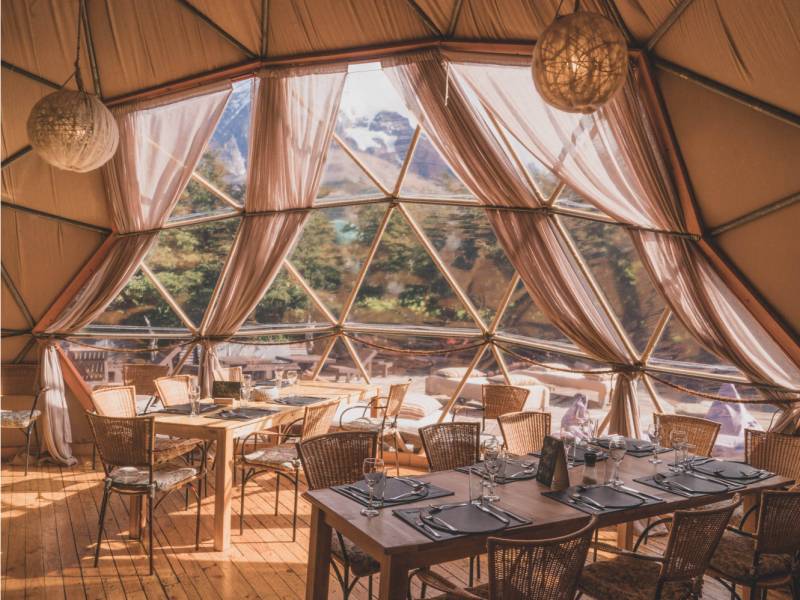 As one of the community domes on site, the EcoCamps chefs are waiting to thrill your tastebuds with local delicacies of the region - Torres del Paine | Eline Lonchay