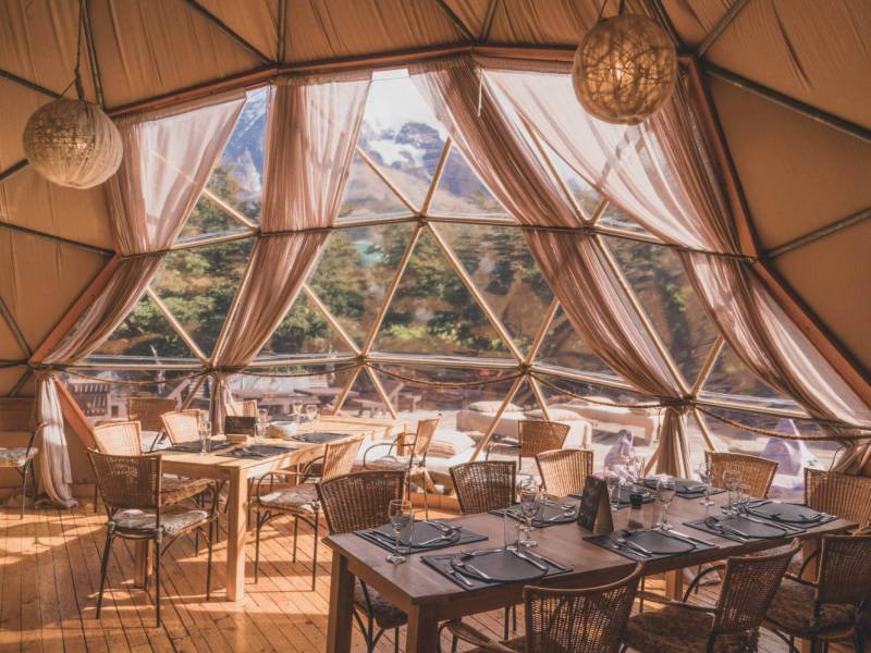 As one of the community domes on site, the EcoCamps chefs are waiting to thrill your tastebuds with local delicacies of the region - Torres del Paine | Eline Lonchay