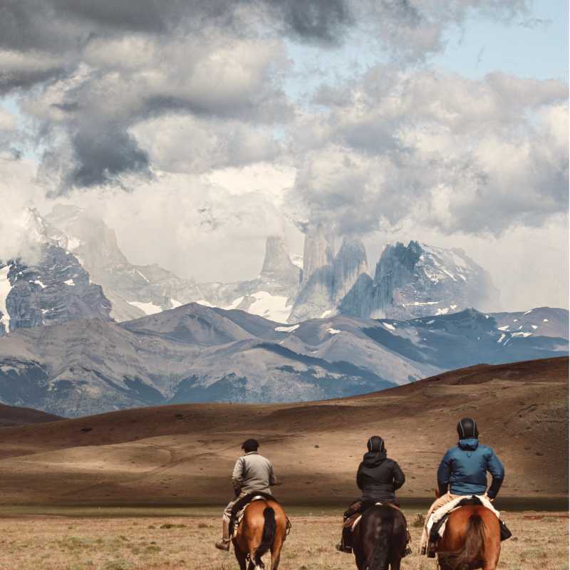 Hooves echo in the silence of Torres del Paine