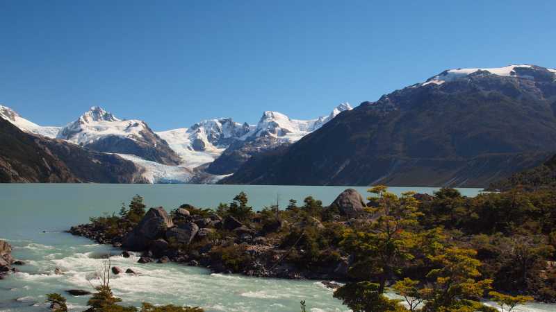 Trek up and through the Andes and past the melted portions of the Northern Ice Field in Patagonia, Chile