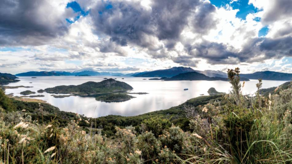 Breathtaking panoramic views across Wulaia Bay