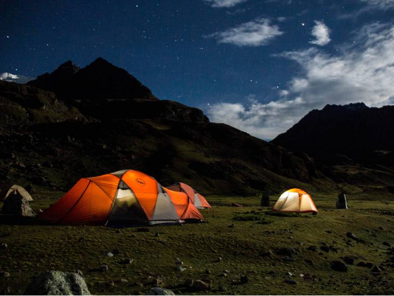 Camp at night on the Ausangate trek
