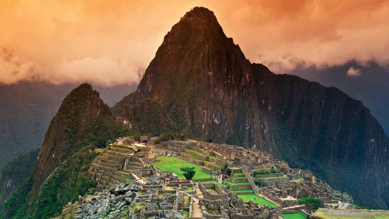 The lost Incan city of Machu Picchu in Peru