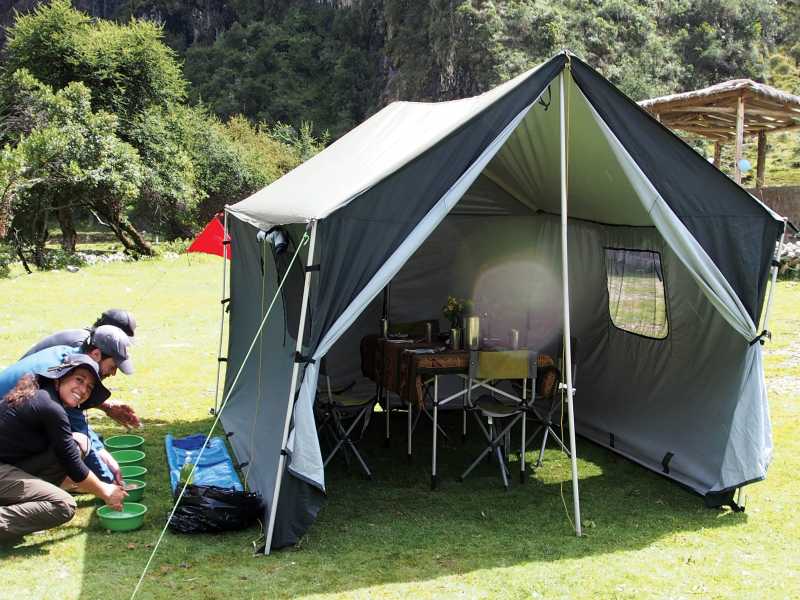 Trekkers enjoy freshening up at camp | Sue Badyari