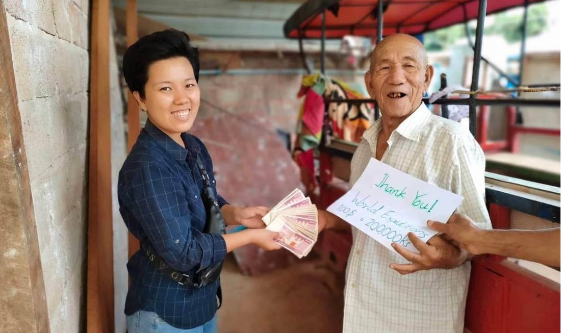 Myanmar staff receive their donations
