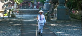 A Pilgrim continuing his journey to the next temple in Shikoku