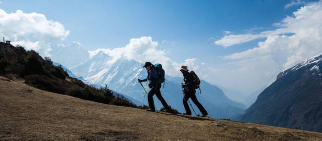 A steady incline on the trail above Namche Bazaar | Mark Tipple