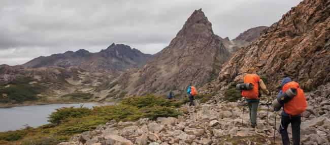 Trekking rocky trails along Los Dientes de Navarino circuit | EcoCamp Patagonia