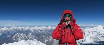 Lydia Bradey on her fourth Everest summit, 2016, from Nepal. | Mike Roberts