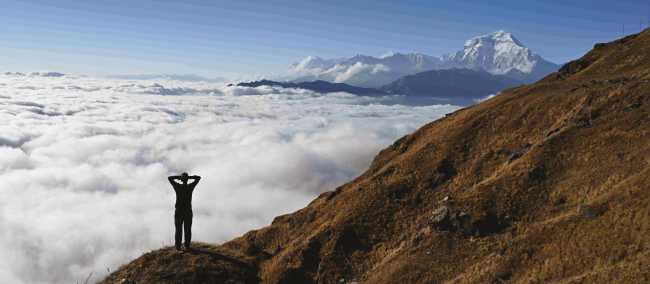 Above the clouds as we trek towards Bhaisi Kharka | Russell Deer