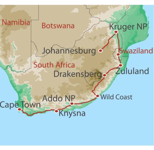 tourhub | World Expeditions | South Africa Encompassed | Tour Map