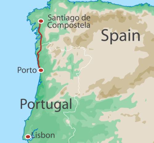 tourhub | UTracks | Portuguese Way Cycle - Coast and Camino | Tour Map