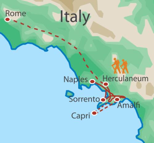 tourhub | UTracks | Rome and the Amalfi Coast on Foot | Tour Map