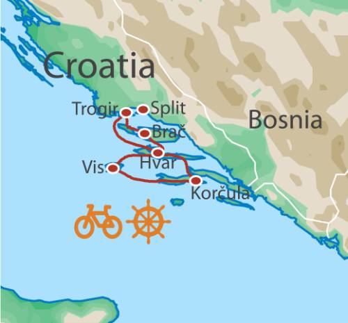 tourhub | UTracks | Croatia Bike & Sail - Deluxe | Tour Map