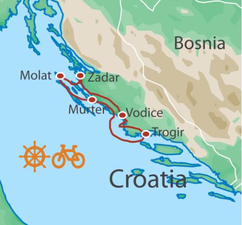 tourhub | UTracks | North Dalmatia Bike and Boat - Deluxe | Tour Map