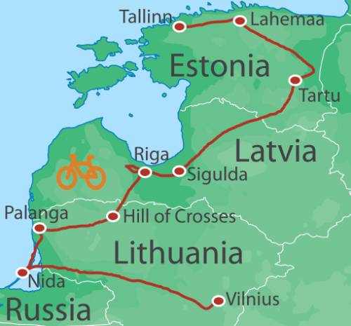 tourhub | UTracks | Treasures of the Baltic Self Guided Cycle | TBS | Route Map