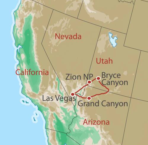 tourhub | World Expeditions | Deserts and Canyons of the Southwest | Tour Map