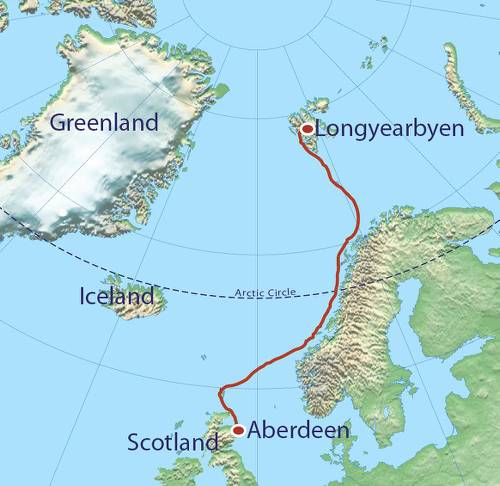 tourhub | World Expeditions | Crossing the Arctic Circle, Jan Mayen & Svalbard | ACU | Route Map