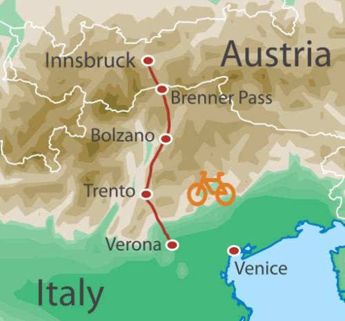 tourhub | UTracks | Cycle Innsbruck to Verona | Tour Map