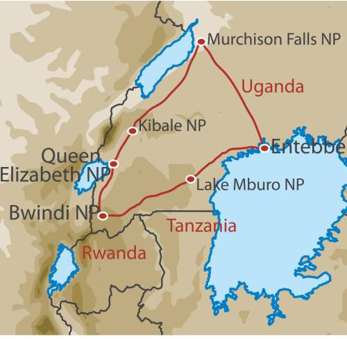 tourhub | World Expeditions | Best of Uganda | Tour Map