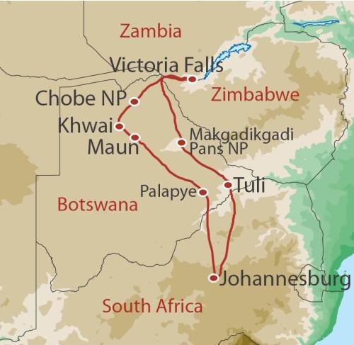 tourhub | World Expeditions | Botswana Explorer | Tour Map