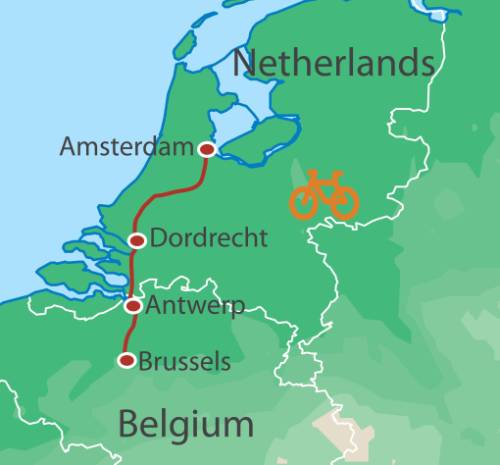 tourhub | UTracks | Amsterdam to Brussels by Bike | Tour Map