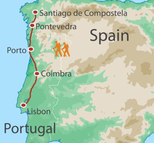 tourhub | UTracks | The Full Portuguese Camino | Tour Map