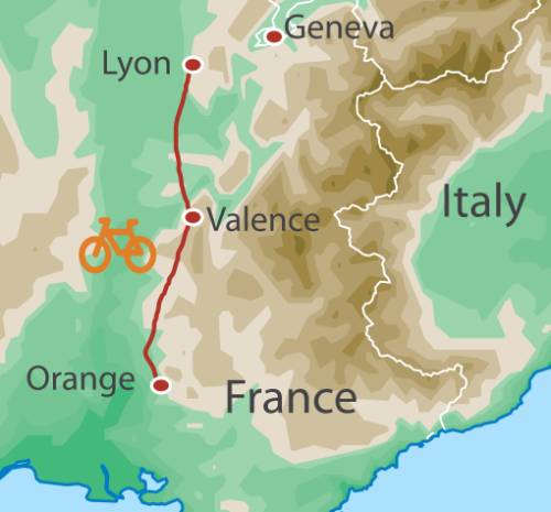 tourhub | UTracks | Rhone Cycle Path: Lyon to Provence | Tour Map