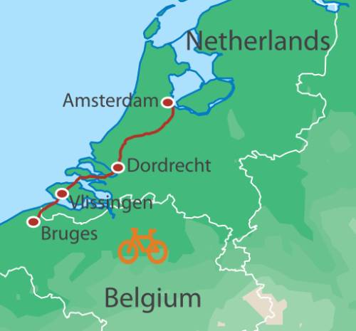 tourhub | UTracks | Cycle Amsterdam to Bruges | UAB | Route Map