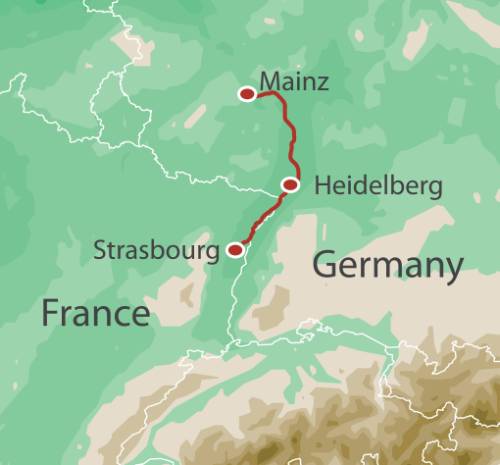 tourhub | UTracks | Mainz to Strasbourg by Bike and Barge | Tour Map