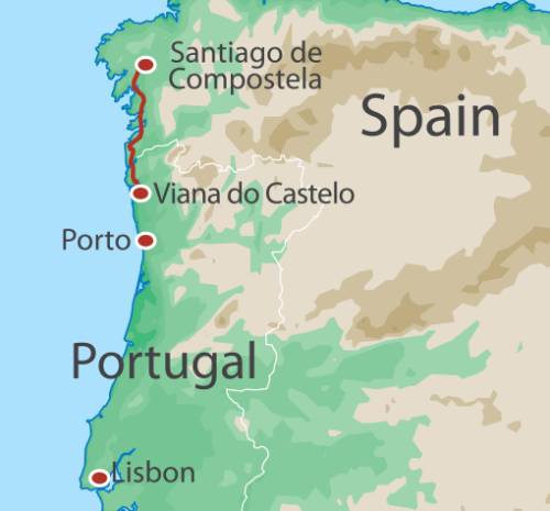 tourhub | UTracks | The Portuguese Camino - Coastal Way to Santiago | Tour Map