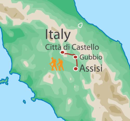 tourhub | UTracks | St Francis Way: Città di Castello to Assisi | Tour Map