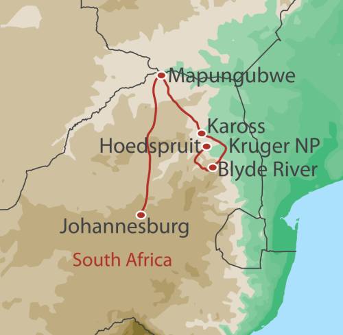 tourhub | World Expeditions | South Africa Cycling Adventure | Tour Map