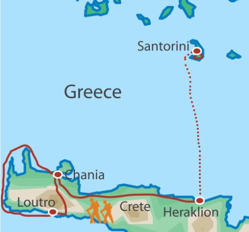 tourhub | UTracks | Santorini and Crete Walk | Tour Map