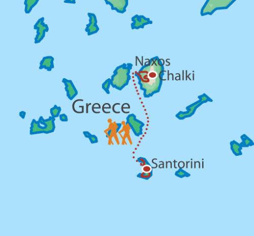 tourhub | UTracks | Santorini and Naxos on Foot | Tour Map